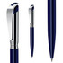 A navy blue I-ROQ pencil with a shiny silver clip and tip, featuring a sleek design and branding.