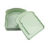 A light green bamboo sandwich box with a removable lid, shaped like a slice of bread.