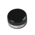 A black screw lid mint jar with a clear base containing white mints inside. Features a logo on the top.