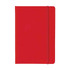 A5 PU notebook in red with an elastic closure and a smooth finish. Features a logo on the cover.