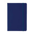 A5 PU notebook in navy blue with a matching elastic band and a logo on the cover.