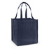 A navy blue tote bag with two handles and a sturdy design, featuring a simple and clean appearance.