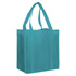 A teal non-woven shopping bag with sturdy handles, ideal for carrying groceries and other items.