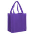 A purple non-woven shopping bag with two sturdy handles and a simple design, featuring a logo on one side.