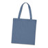 A blue cotton tote bag with two shoulder straps and a plain design, featuring a logo.