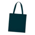 A teal cotton tote bag with two handles and a plain design, featuring a logo.