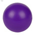 A purple stress ball with a smooth surface, round shape, and a simple design featuring a logo.