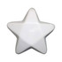 A white star-shaped stress reliever with a smooth surface and rounded edges. Features a simple design.
