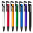 Stylus I-Stand Plastic pens in silver, orange, red, green, purple, blue, and black, featuring branding on the barrel.