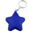 A blue star-shaped key ring with a metal chain attachment. It is a stress-relief product.