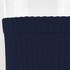 Navy blue crew socks with a ribbed texture and a logo visible on the upper section.