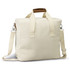 A cream-coloured cooler tote bag with handles and a shoulder strap, featuring a logo on the side.