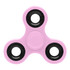 A pink fidget spinner with black accents, featuring a simple three-pronged design.