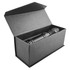 A black outdoor torch positioned inside a sleek black box, showcasing its elegant packaging.