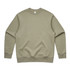 A heavy crew jumper in a muted green colour, featuring a simple design and no visible patterns. It has a logo. A heavy crew jumper in a muted green colour, featuring a simple design and no visible patterns. It has a logo.