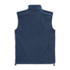 A navy blue men's vest with a high collar and no sleeves, featuring a logo on the back.