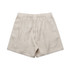 Linen shorts in a light beige colour with an elastic waistband, featuring a simple and relaxed design.