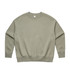 A green crew jumper featuring long sleeves and a relaxed fit. It has a simple design and includes a logo.