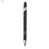 A black pen with a silver trim and a stylus tip, featuring a clip for easy attachment.