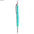 A light blue plastic pen with a silver clip and detailing. The pen features a smooth, rubberised grip.