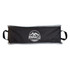 A black storage bag with a grey lining and handles, featuring a logo on the front.