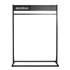 A display rack featuring a black frame and a logo at the top, designed for showcasing products.