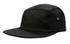 A black cotton twill cap with a square front and ventilation eyelets on the sides.