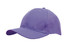 A purple cap with a curved brim, featuring a logo on the side.