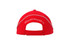 A red brushed heavy cotton cap with crown piping and sandwich detail, featuring a logo on the back.