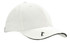 A white chino twill golf cap featuring peak embroidery and a logo, with contrasting accents on the peak.