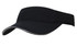 A black brushed heavy cotton visor with a curved brim and an adjustable strap at the back. It features a logo.