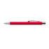 A red aluminium pen with a silver clip and tip, featuring a sleek design and a branding logo.