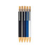 A collection of five Serenity Aluminium Pens in black, grey, navy, and white with bamboo accents.
