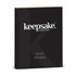 A black recipe journal with a logo and elegant lettering, featuring a sleek and minimalist design.