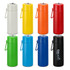 A drink bottle collection featuring various colours: white, yellow, orange, red, green, blue, and black, with a logo.