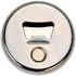 A drink bottle opener in a metallic finish, featuring a bottle cap design and a small magnet on the back.