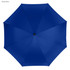 A royal blue golf umbrella with eight panels and a central button for opening and closing. It features a simple design.