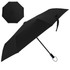 A black umbrella with a sleek design and a handle featuring a small loop for easy carrying.