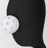 A black pickleball paddle with a white perforated ball resting against it. The image features a simple, clean design.