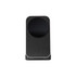 A wireless charger in black with a sleek design and a circular charging pad. Features a subtle logo on the front.