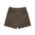 Brown shorts with an elastic waistband and two back pockets. The fabric appears lightly faded.