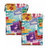 Two large satin gift bags featuring a colourful travel-themed design with various tropical motifs and a logo.