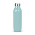 A drink bottle in a light blue colour with a stainless steel cap and a sleek, rounded design.