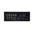 A black rectangular sign featuring colourful floral designs and the words "URBAN STYLE" in white and purple lettering.