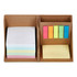 A Knox Memo Holder featuring various coloured sticky notes and a set of highlight tabs in a brown holder.