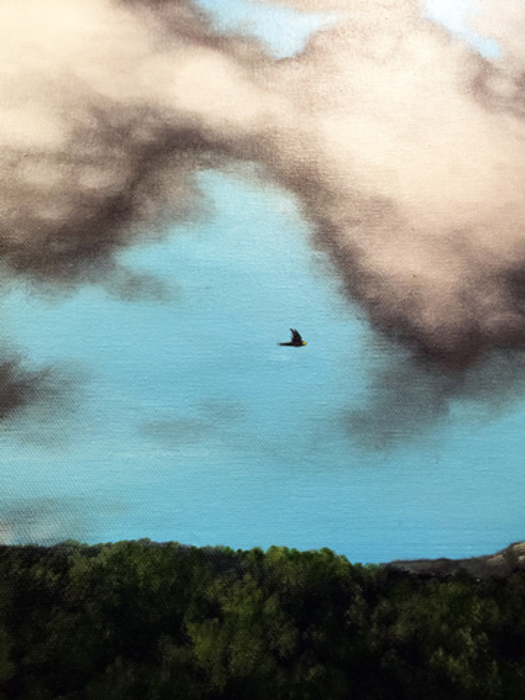 Detail of "Lone Flight" Acrylic Painting.