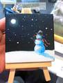 FROSTY ~ Miniature Snowman Painting w/ Easel. Made to Order.