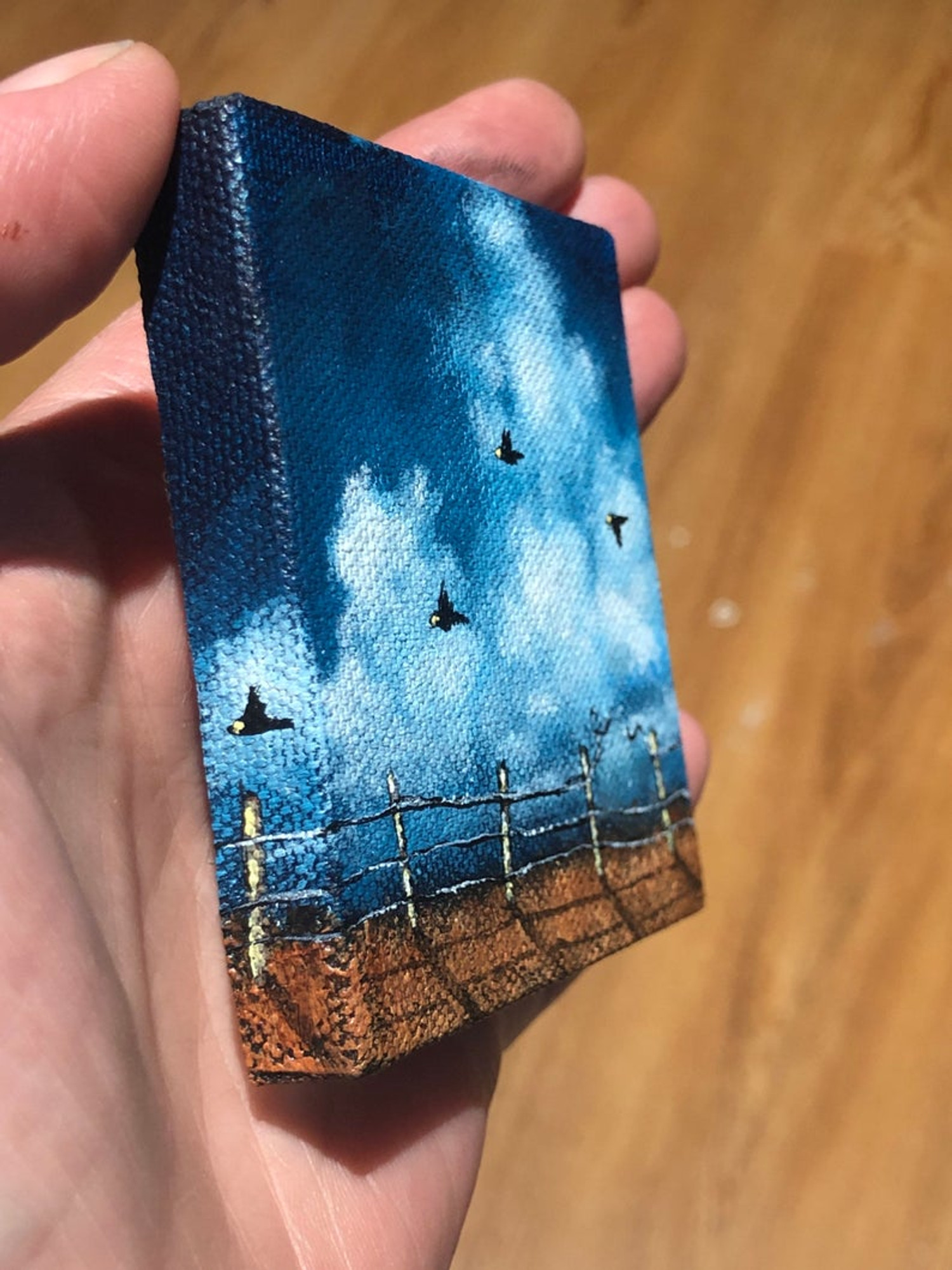 FIELD TRIP ~ Miniature Crows Painting. Custom Order Today.