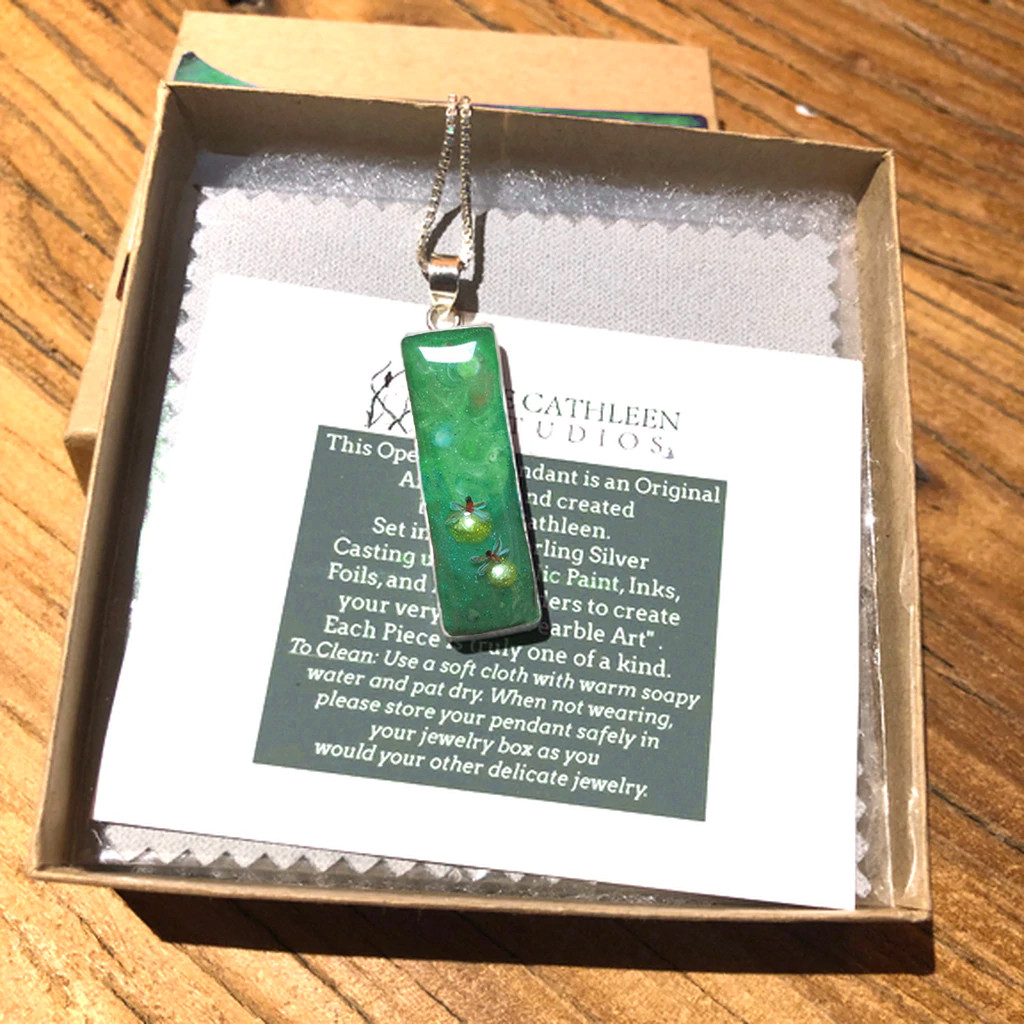 Fireflies Fluid Painting Pendant Custom Order Joelle Cathleen