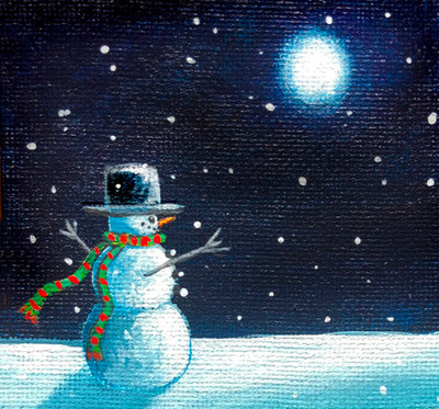 FROSTY ~ Miniature Snowman Painting. Custom Order Today.